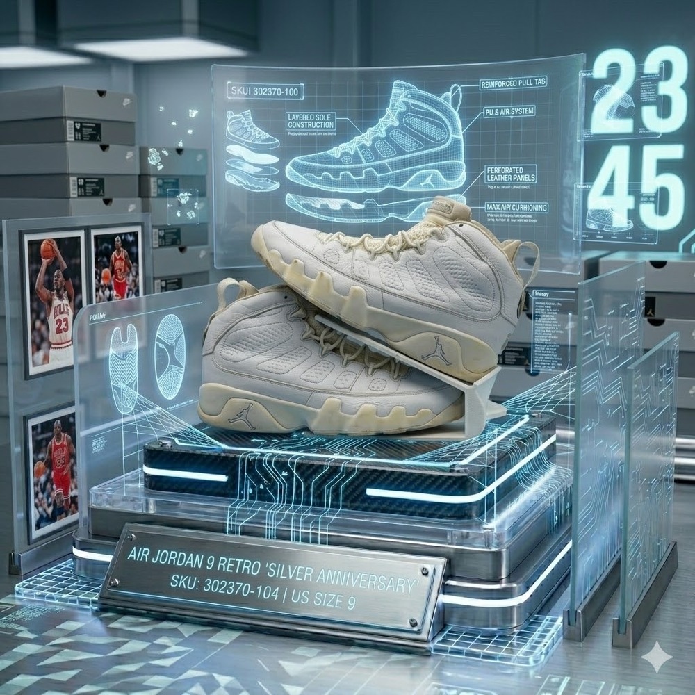 Jordan‎ Air Jordan 9 Retro Silver Anniversary 302370-104 US Size 9